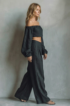 Off Shoulder Flowy Silhouette Two Piece Set