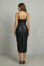 Sculpted Pleated Elegance Midi Dress