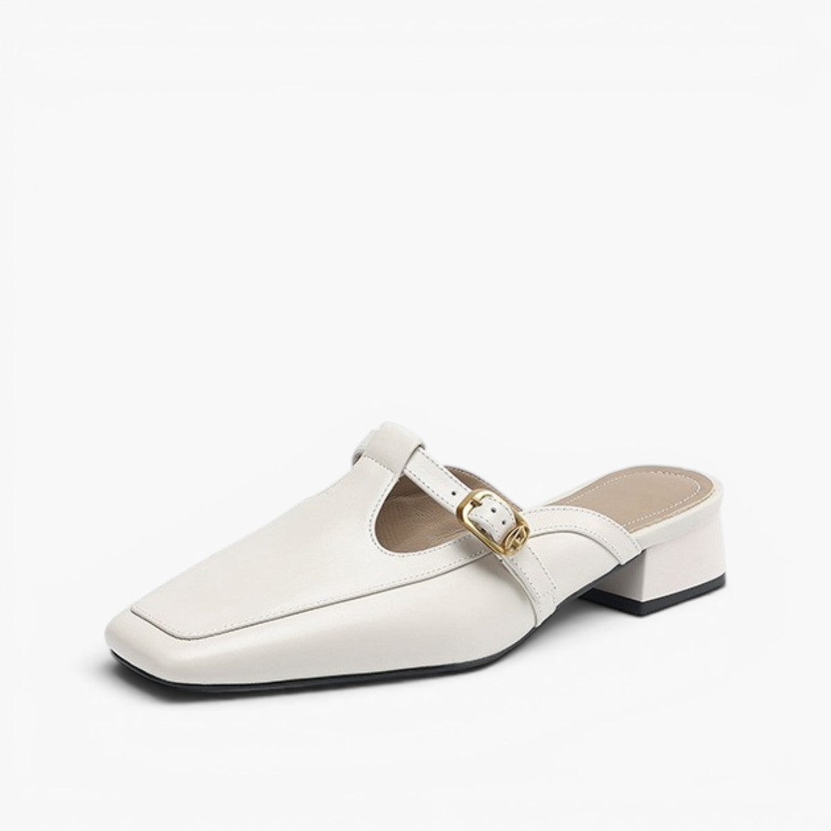 Nyra T-Strap Leather Mules
