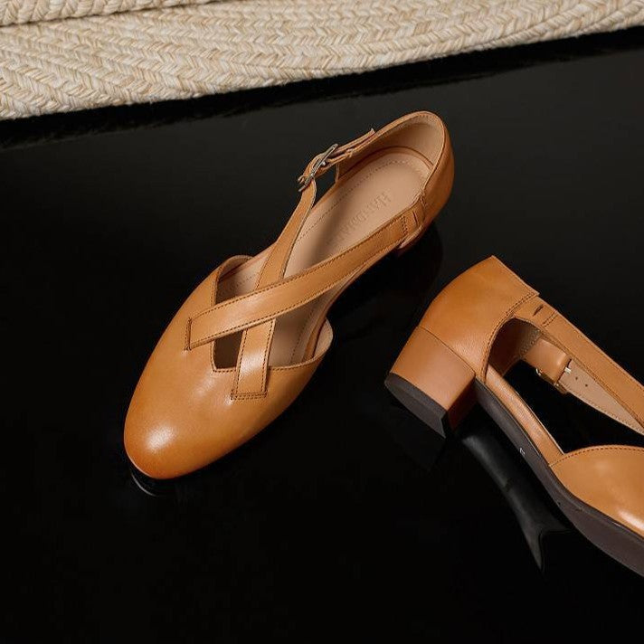 Maelis Crossstrap Leather Heels