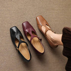Caelia Square-Toe Leather Mary-Jane Heels