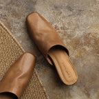 Elise Square-Toe Leather Mules