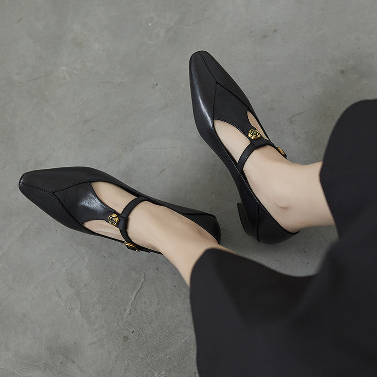 Camélia T-Bar Leather Pumps
