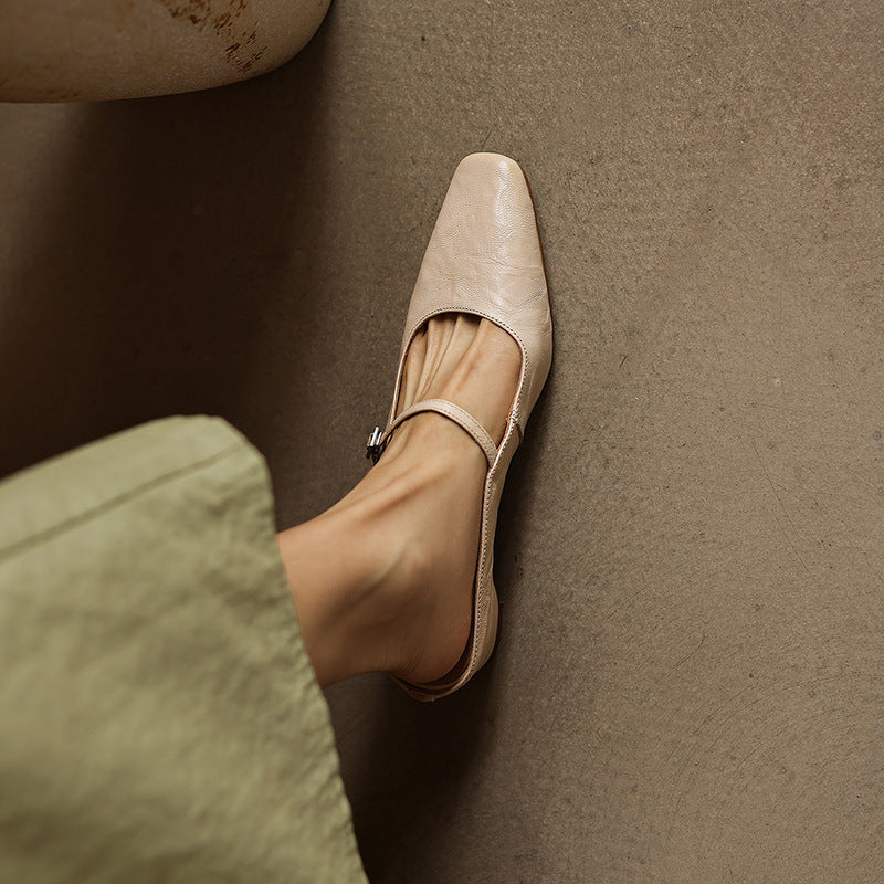 Sera Square-Toe Leather Mules
