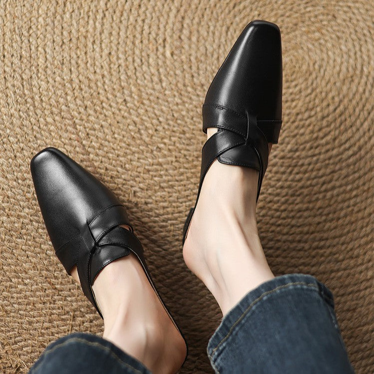 Virelle Cross Leather Mules