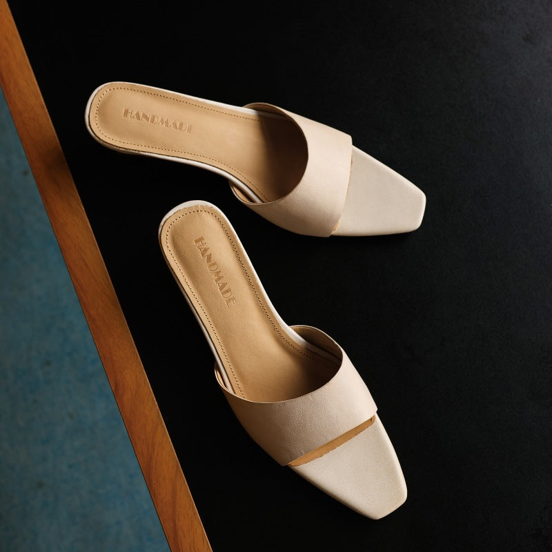 Noa Square-Toe Leather Mules