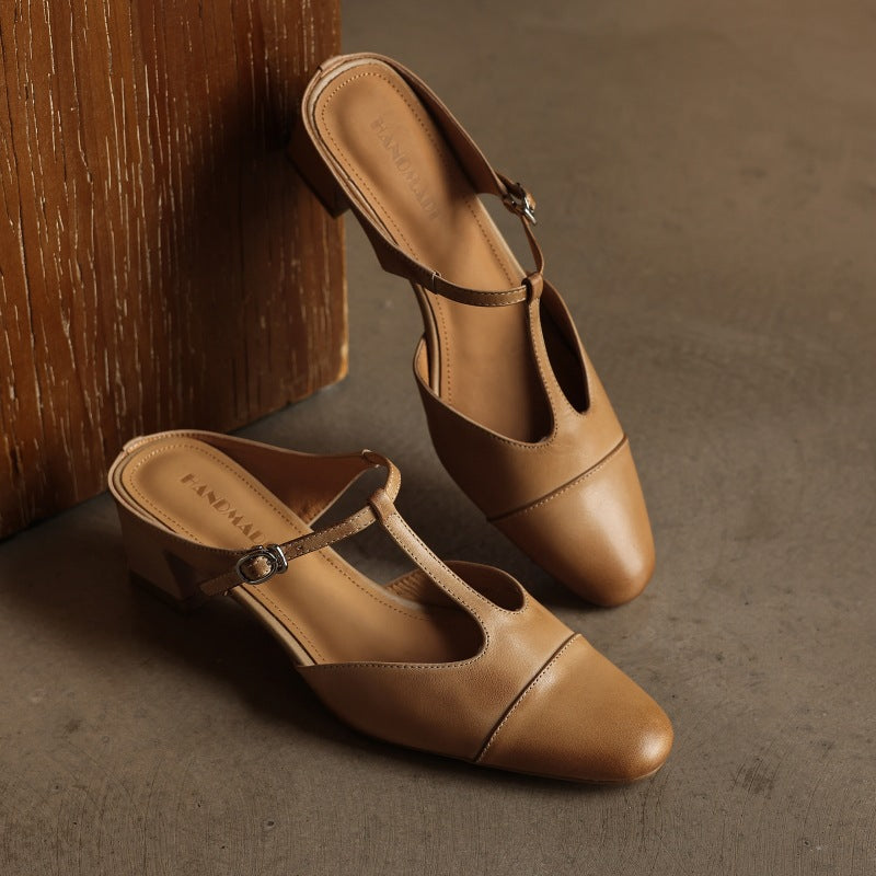 Rovell T-Bar Leather Mules