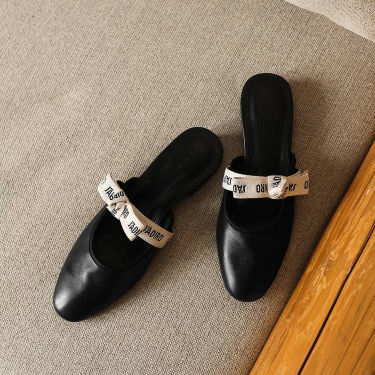 Maelle Bow Leather Mules