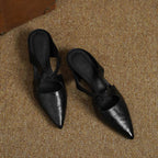 Elira Cross-Strap Leather Mules