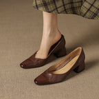 Caldré Leather Square Pumps