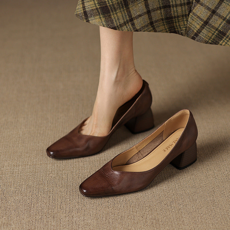 Caldré Leather Square Pumps