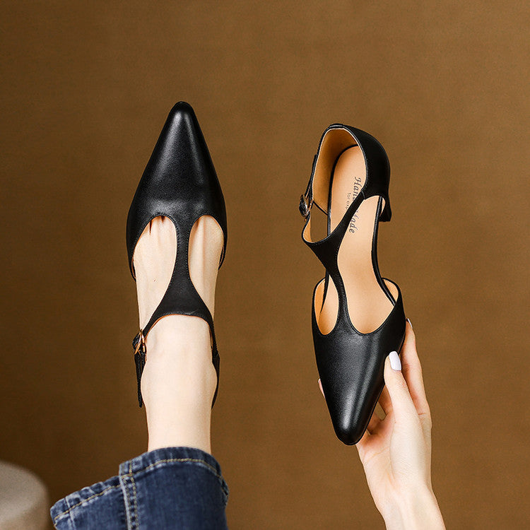 Rosie T-Bar Leather Heels