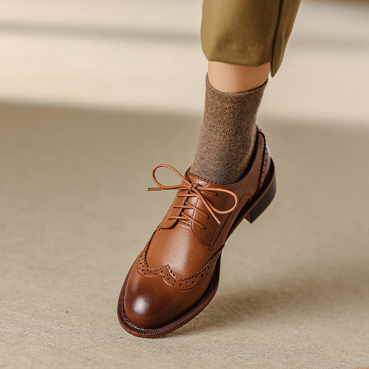 Orvain Brogue Leather Oxfords