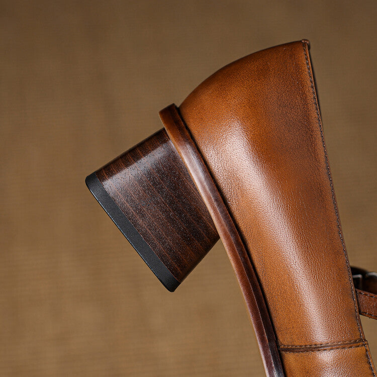 Cirelle Strap Leather Mary-Jane Heels