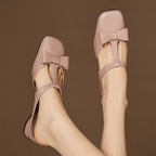 Meyra Bow Lambskin Leather Mules