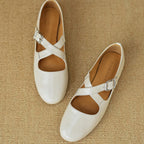 Morven Cross-Strap Leather Flats