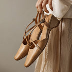 Rianne Cross-Strap Leather Slingback Heels