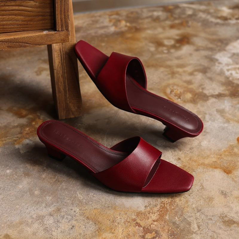 Noa Square-Toe Leather Mules