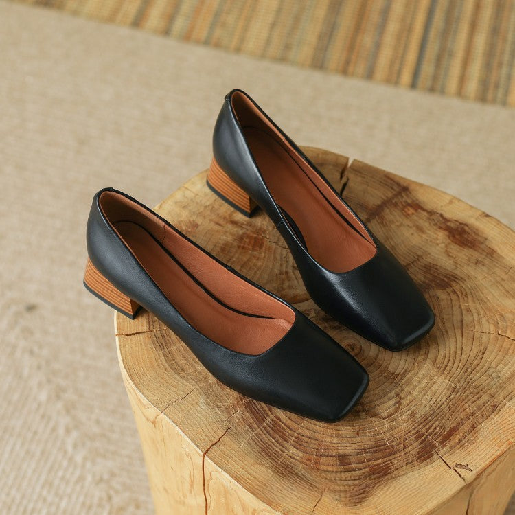 Norvyn Square Leather Pumps
