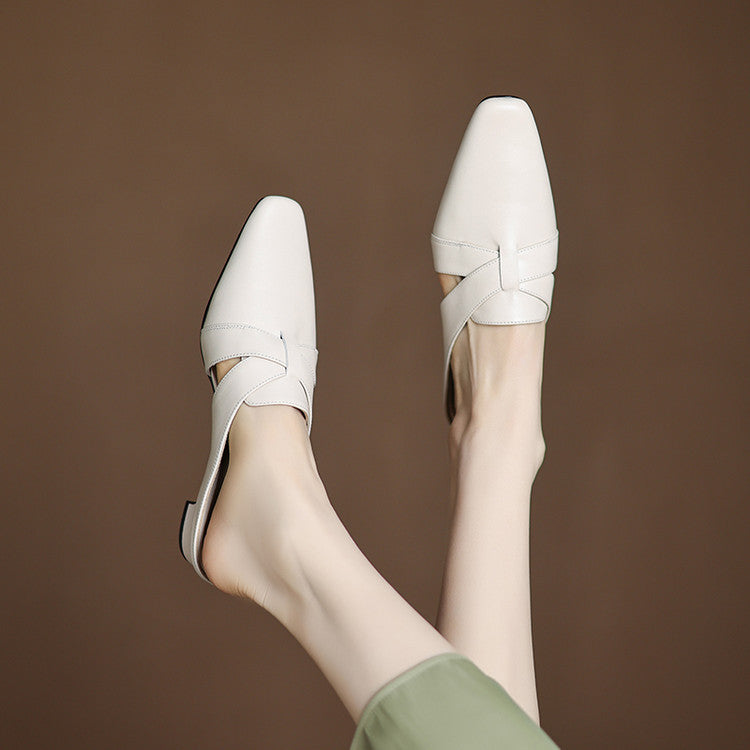 Virelle Cross Leather Mules