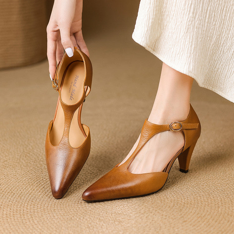 Rosie T-Bar Leather Heels