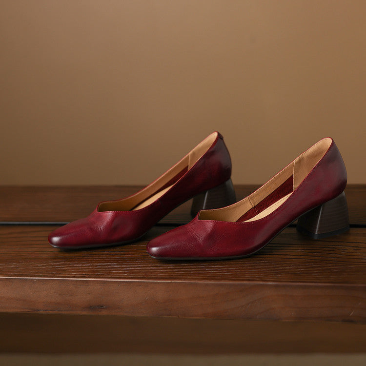 Caldré Leather Square Pumps