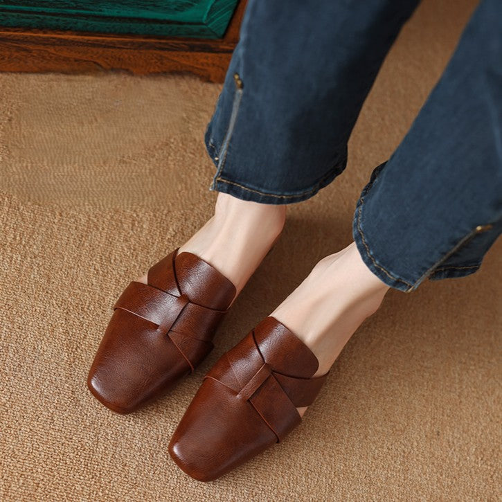 Caelis Square Toe Leather Mules