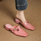 Nyra T-Strap Leather Mules