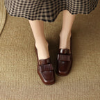 Velmora Bow Leather Loafer Pumps
