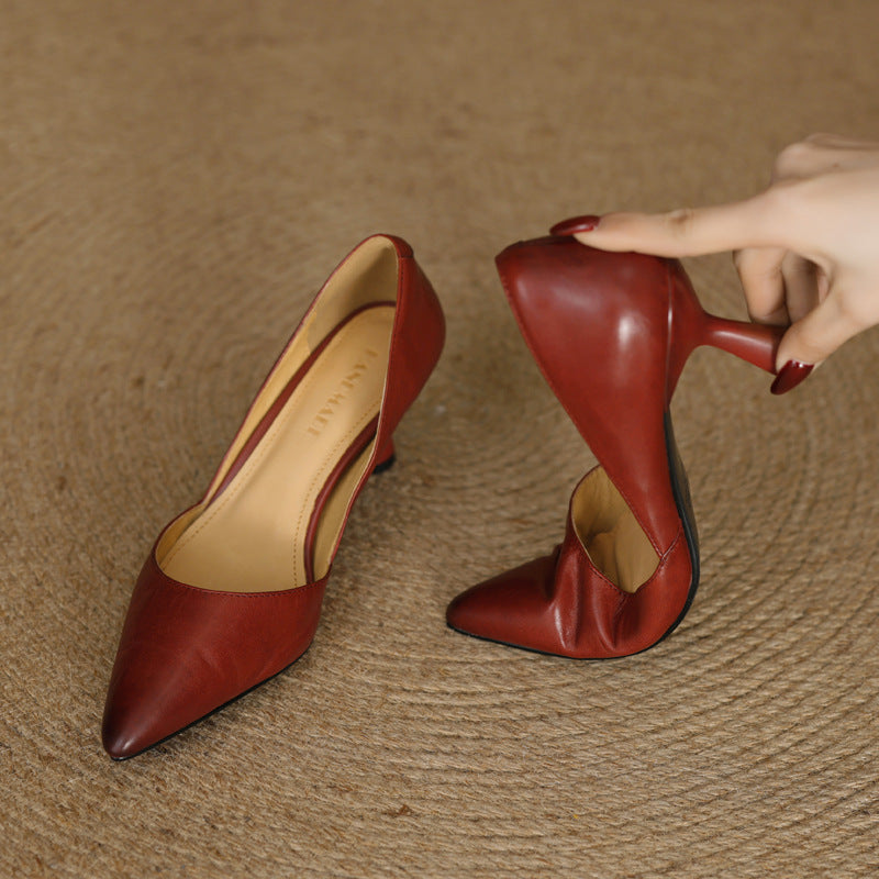 Loréne Curve Leather Heels