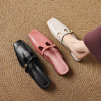 Nyra T-Strap Leather Mules