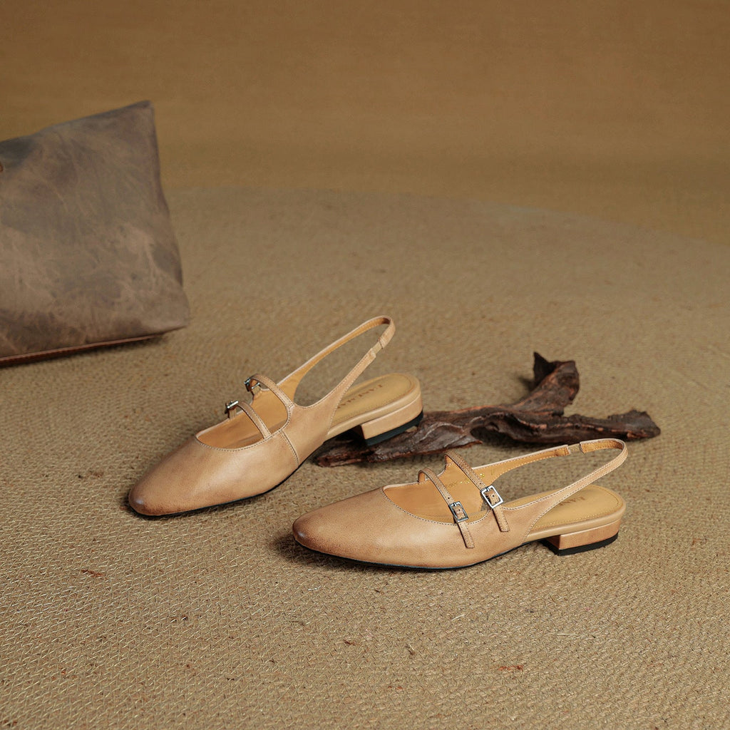 Norvie Leather Slingback Mary Jane Flats