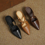 Elira Cross-Strap Leather Mules