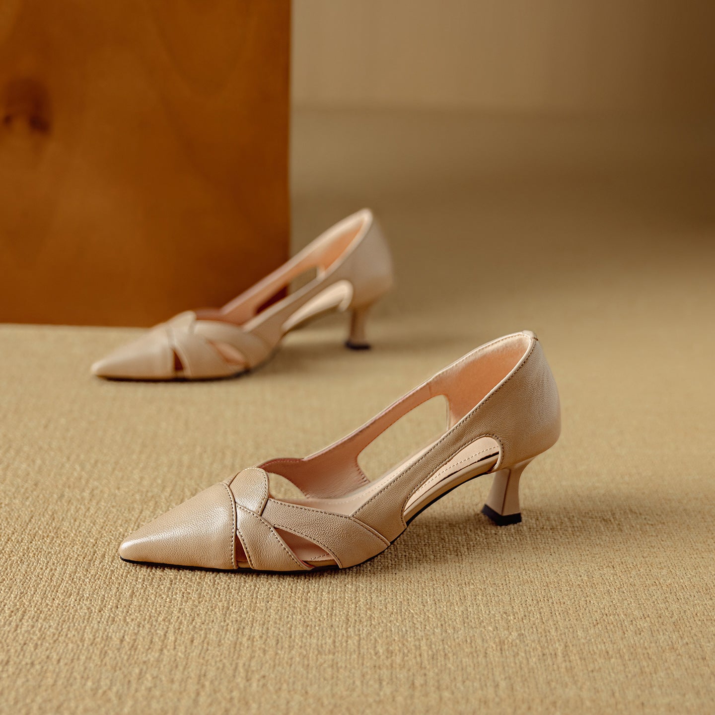 Aveline Cutout Leather Pumps