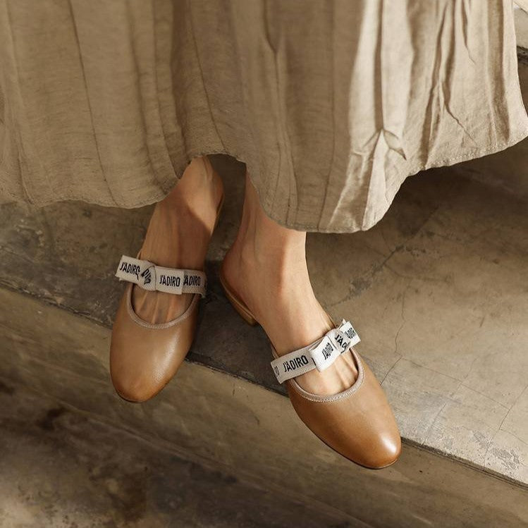Maelle Bow Leather Mules