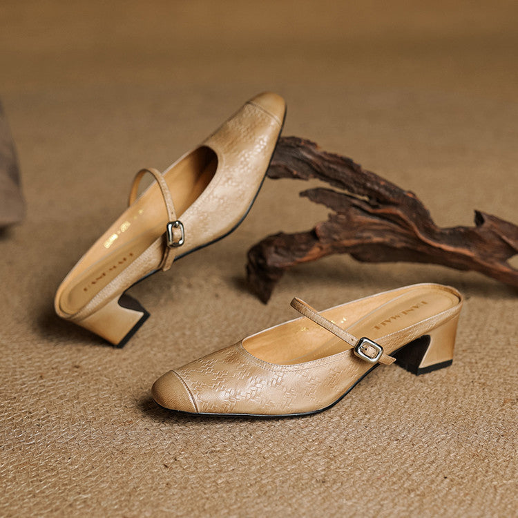 Rielle Strap Leather Mules