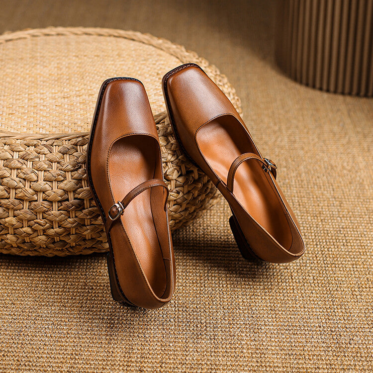Cirelle Strap Leather Mary-Jane Heels