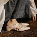 Amelie Square-Toe Leather Mules