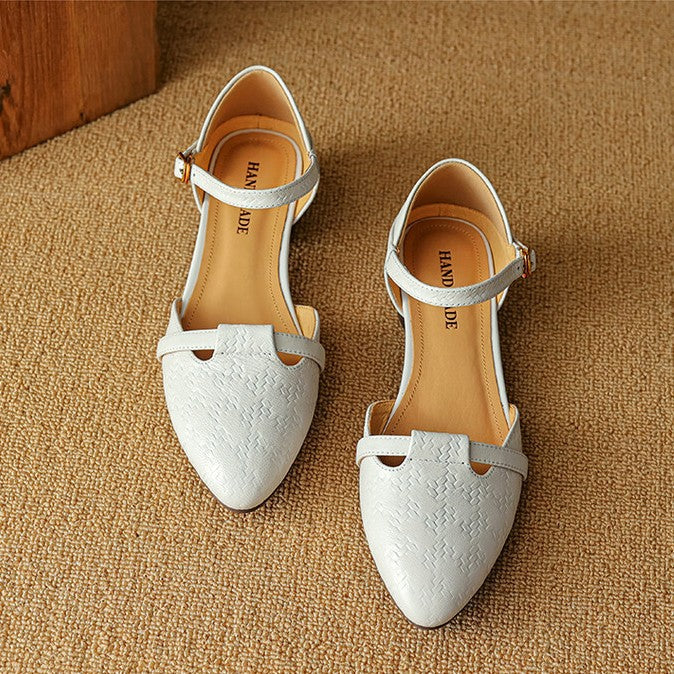 Elara Woven Leather Mary-Janes