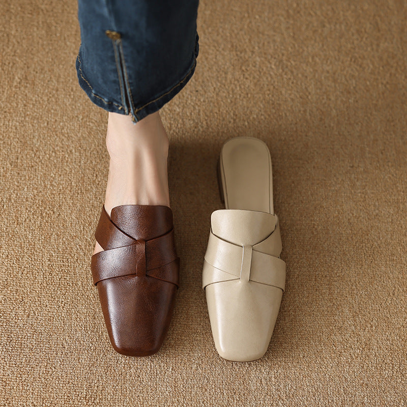 Caelis Square Toe Leather Mules
