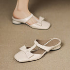 Meyra Bow Lambskin Leather Mules