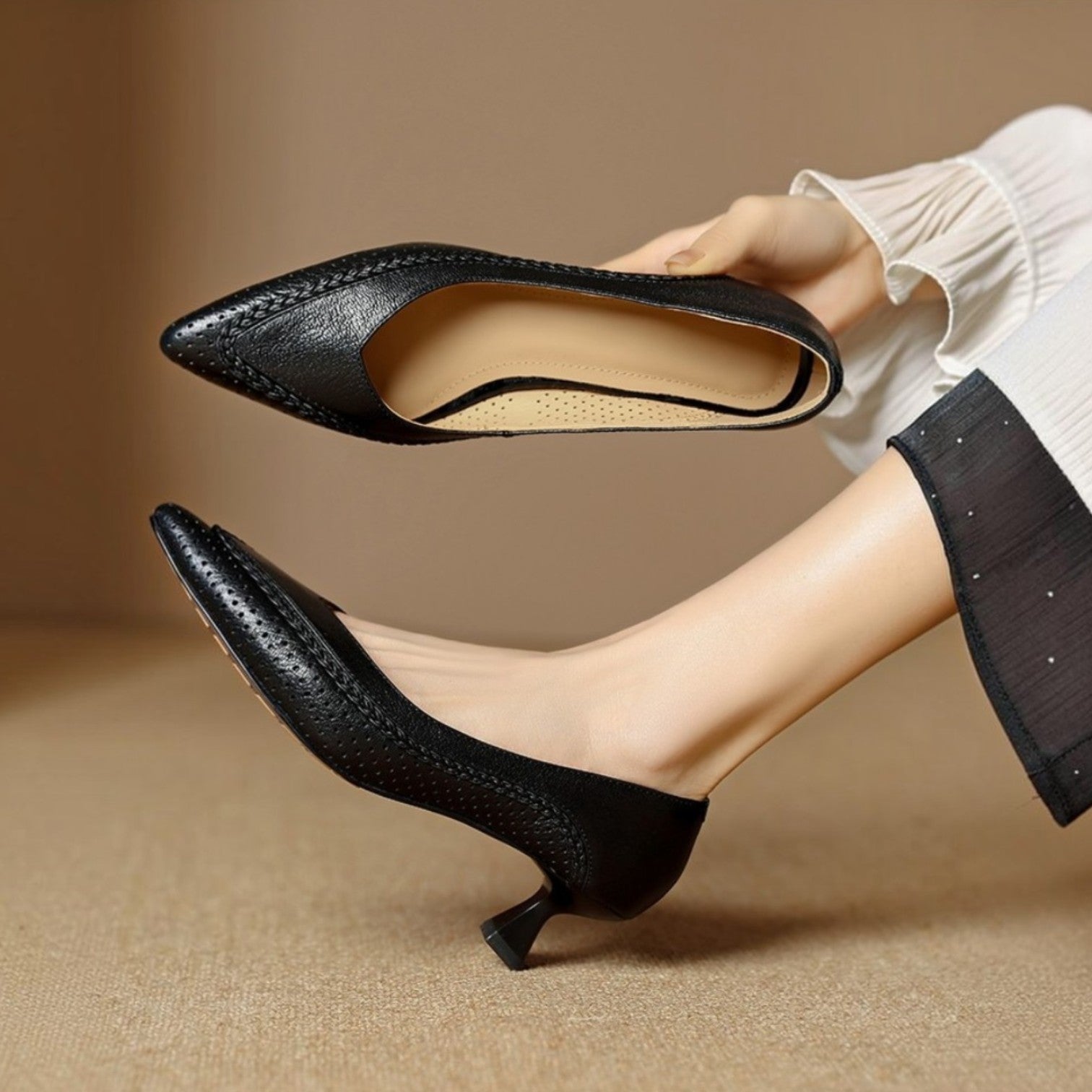 Eliane Woven Leather Heels