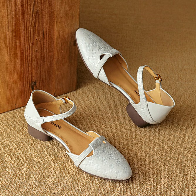 Elara Woven Leather Mary-Janes