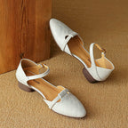 Elara Woven Leather Mary-Janes