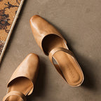 Amelie Square-Toe Leather Mules