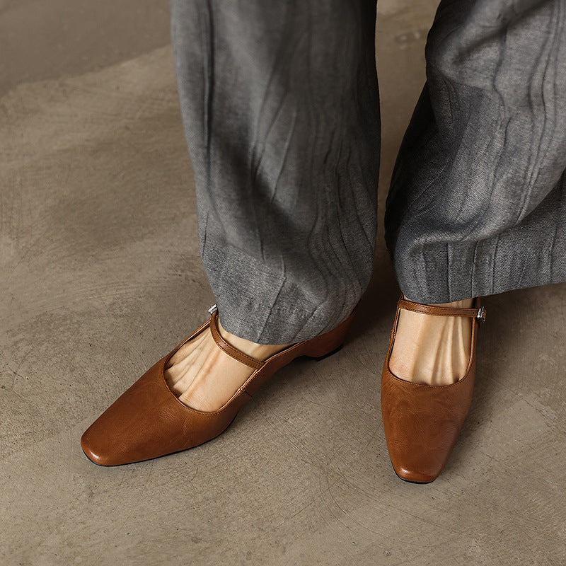 Sera Square-Toe Leather Mules