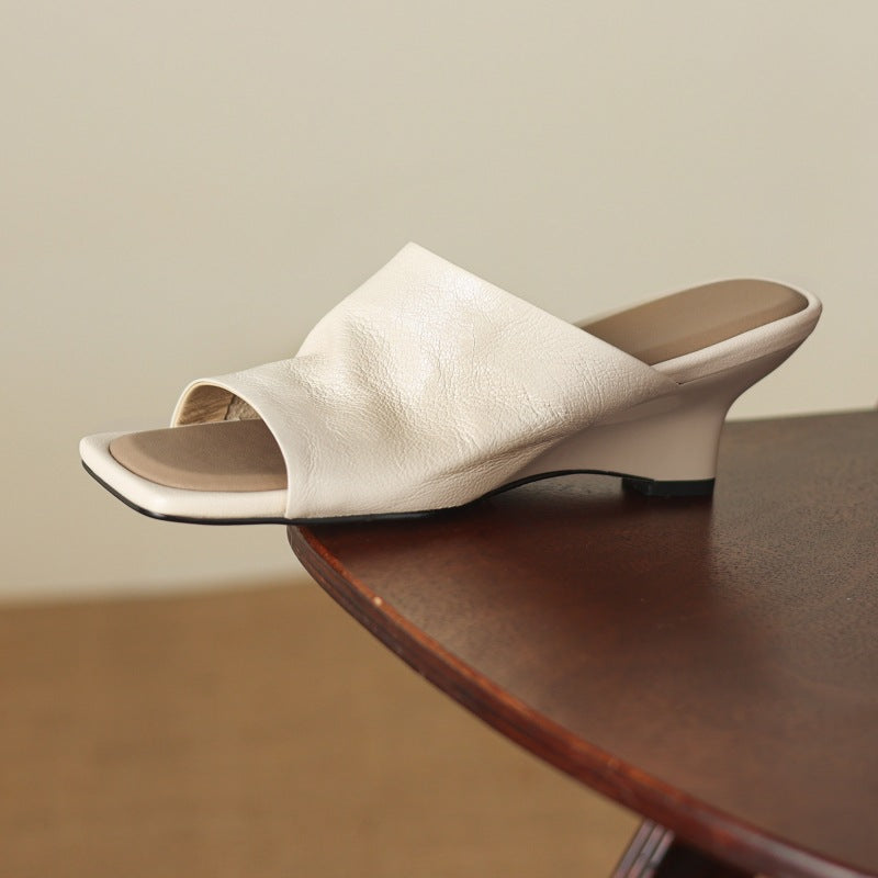 Caia Square-Toe Leather Mules