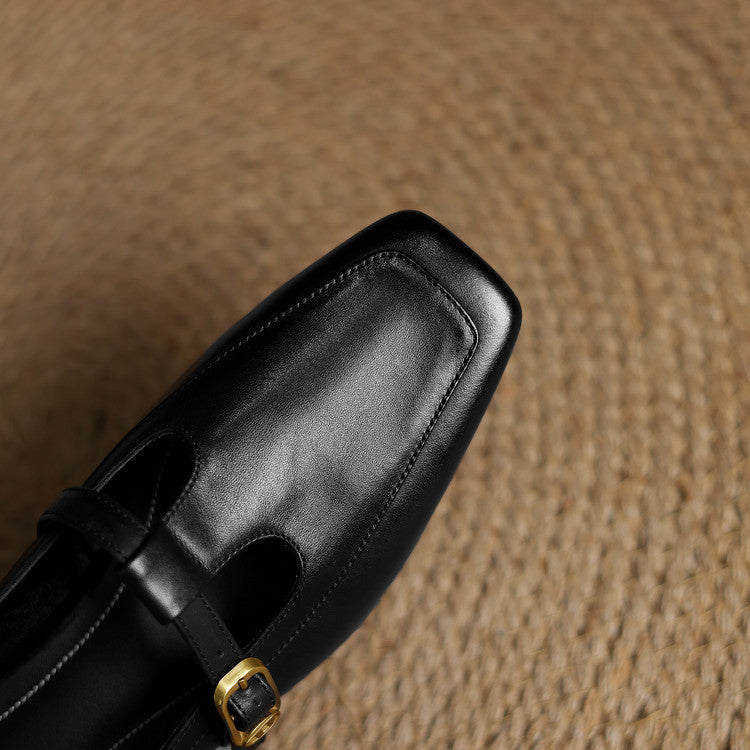Nyra T-Strap Leather Mules