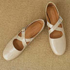 Morven Cross-Strap Leather Flats
