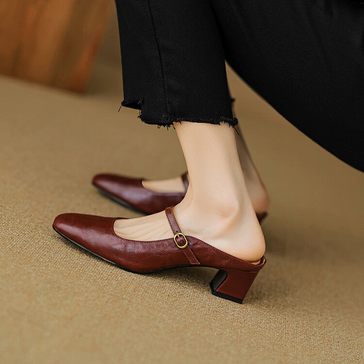 Lurea Strap Leather Mules